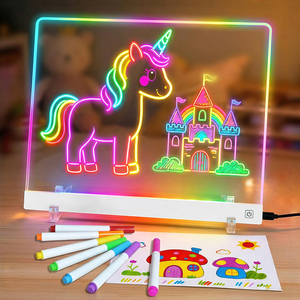 Tableau à gribouiller lumineux alimenté par USB, tableau à notes LED RVB illuminé avec couleurs, 7 marqueurs, tableau effaçable à sec LED 13,7 * 10 pouces pour enfants - Product Image 1