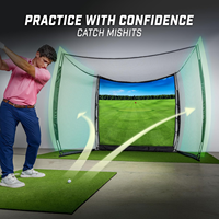 Cage d'entraînement de golf 10,5 pieds avec écran de projection visuel, simulateur compatible, cadre en acier robuste, tissu PE haute résistance