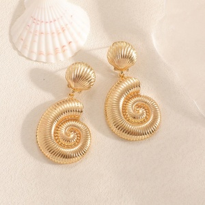 Jingciren Boutique European and American Cross-border Heavy <b>Industry</b> Pattern Conch Style <b>Earrings</b> High Personality Exaggerated - Product Image 2