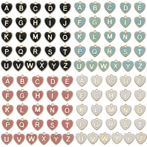 Pendentif breloque lettre alphabet <span class=keywords><strong>c</strong></span>œur double face en alliage de zinc émaillé rose Style 23278 A-Z pour la fabrication de bijoux DIY - Product Image 5