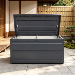 <span class=keywords><strong>Coffre</strong></span> de <span class=keywords><strong>rangement</strong></span> extérieur en acier pour jardin, avec couvercle relevable, facilement assemblable, capacité 450L, pour coussins de patio, meubles, outils, <span class=keywords><strong>piscine</strong></span> - Product Image 6