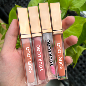 ลิปกลอสแบบหลอดสีทองยาวทำโลโก้ของคุณเอง80เฉดสีลิปสติกของเหลววีแกนเคลือบเครื่องสำอางติดทนนาน - Product Image 3