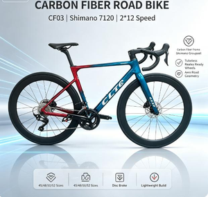 Bicicleta de Carretera de Fibra de Carbono 700C, <span class=keywords><strong>Shimano</strong></span> 105 R7120, 24 Velocidades, Freno de Disco Hidráulico, Cuadro Ligero para Carreras, Pedal Ordinario, 8.5 kg - Product Image 1
