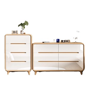 Shulin Furniture Nordic Dresser 4 <b>Drawer</b> Solid Wood Legs Bedroom Storage Cabinet White <b>Walnut</b> Color - Product Image 5