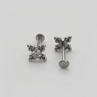 Custom Piercing Titanium ASTM F136 Internal Threaded Ball Zircon Titanium Stud Earrings Fashion Piercing Jewelry