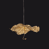 Hôtel de luxe personnalisé Goldleaf cuivre lampe suspendue escalier allée Lotus feuille lustre suspension