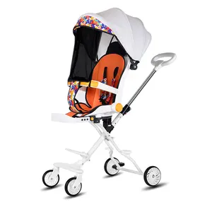Hochwertiges 3-Rad-Dreirad, Kinderwagen Kinder-Kinderwagen mit Schubstange für Baby für 0-4 Jahre mit Sonnenschutz