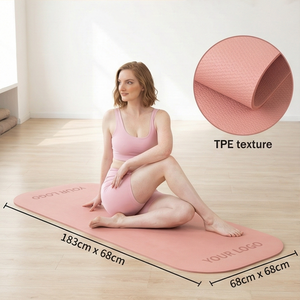 Tapete de <span class=keywords><strong>Yoga</strong></span> Premium de Doble Capa de Goma TPE de 6mm de Grosor, Antideslizante, Impermeable, con Logotipo Personalizable y Bolsa de Transporte - Product Image 1