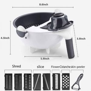 Multifunction Rotate <b>Vegetable</b> Cutter with Drain Basket <b>Vegetable</b> Onion Chopper Veggie <b>Shredder</b> Grater Portable Slicer Kitchen - Product Image 4
