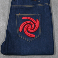 Jeans en denim de haute qualité pour hommes, brodés, coupe droite, élastiques, vente en gros