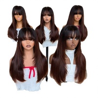 Perruques frontales sans colle en cheveux humains brésiliens Remy bruts, coupe longue dégradée, dentelle HD 13x4, perruque frontale complète en dentelle, densité 180%, vente en gros