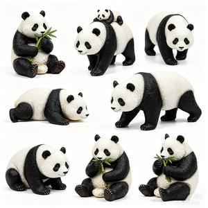 Miniature personalizzate in scala 1/12 di panda carini, snodabili, realistici, in PVC, action figure <span class=keywords><strong>Chibi</strong></span> - Product Image 1