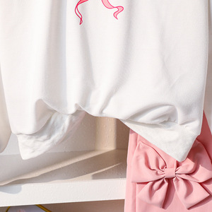 Collezione autunno 2025 2 pezzi tuta da ragazza ODM Sweet Bowknot rosa manica lunga felpa teen Set tuta - Product Image 5