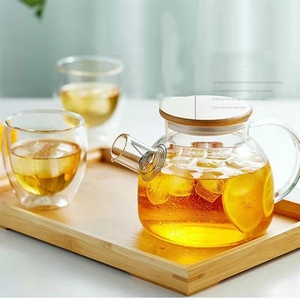 Handmade Clear High Borosilicate Glass Heat Resistant Teapot With Bamboo Lid <strong>Microwaveable</strong> Tea <strong>Kettle</strong> - Product Image 6