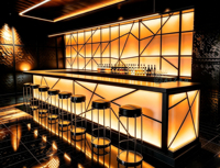 Fabrication OEM de comptoirs de bar LED élégants pour discothèques, bars à vin, restaurants, avec éclairage LED RVB