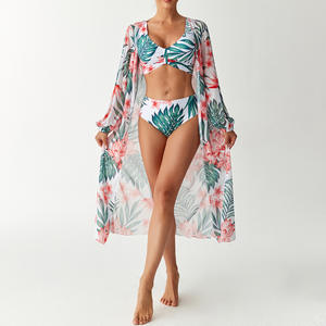 <span class=keywords><strong>Maillot</strong></span> <span class=keywords><strong>de</strong></span> <span class=keywords><strong>bain</strong></span> 3 pièces pour femme avec <span class=keywords><strong>bandeau</strong></span> imprimé 4 couleurs, <span class=keywords><strong>maillot</strong></span> <span class=keywords><strong>de</strong></span> <span class=keywords><strong>bain</strong></span> taille haute et kimono à manches longues S-XL - Product Image 2