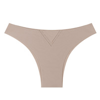 Culottes string invisibles en soie glacée sans couture avec logo personnalisé, taille basse, en nylon, pour femmes