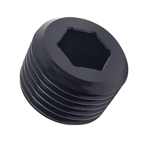 3/8" NPT Allen Head Pipe Plug, Black Anodized 6061-T6 Aluminum, 1500PSI Rated, Hydraulic & Automotive Threaded <b>Seal</b> Fitting - Product Image 1