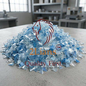 Flocons de bouteilles PET 2Lians, mélange transparent uniquement (60% bleu clair, 40% transparent), sacs jumbo, recyclage, ID 22 tonnes, MOQ - Product Image 3