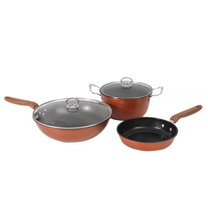 Chất Lượng Cao 5 Pcs Tinh Chế Sắt Nấu Ăn Nồi <span class=keywords><strong>Set</strong></span> 3-Trong-1 Nâu Nồi Đúc Sắt Không Dính Nhà Bếp <span class=keywords><strong>Cookware</strong></span> <span class=keywords><strong>Set</strong></span> - Product Image 2