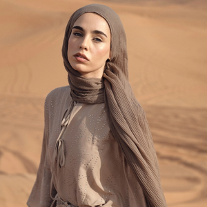 Premium léger Modal froissé écharpe femmes imprimé Hijab longue tenue quotidienne toutes saisons fêtes Tradition musulman multifonction - Product Image 2