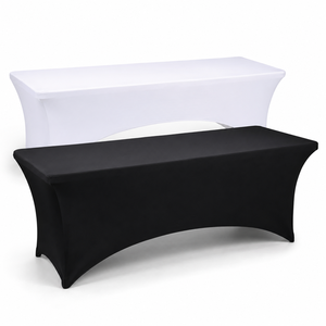 Solid 8ft Spandex Stretch Fitted <b>Table</b> <b>Cover</b> for Exhibition & Wedding Events-<b>Waterproof</b> & Eco-Friendly - Product Image 1
