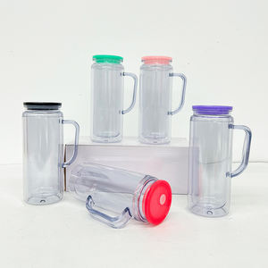 Magazzino USA: Bicchieri Riutilizzabili Pre-Forati da 12oz e 16oz per UV DTF, Globo di Neve in Acrilico Trasparente con Manico e Tappo per Caffè e Viaggi - Product Image 3