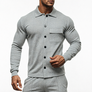 Blouson Bomber Tricoté Personnalisé pour Homme, Col Rabattu, Style Streetwear Américain, Vêtement d'Extérieur Décontracté Printemps-Automne, Vente en Gros OEM - Product Image 1