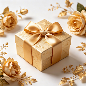 Lazo de Satén con Diseño Floral Vintage Beige, Venta al Por Mayor de Fábrica, Lazo Preformado de Tamaño Personalizado para Envolver Regalos y Decoración - Product Image 4