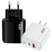 Cargador Superrápido GaN Real de 45 W con Puerto Tipo-C + USB-A, PD45W, Compatible con Carga de Portátiles