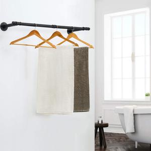 Porte-vêtements en tuyau industriel, porte-vêtements mural en fer noir robuste, barre de suspension multifonctionnelle pour le rangement dans le placard - Product Image 6