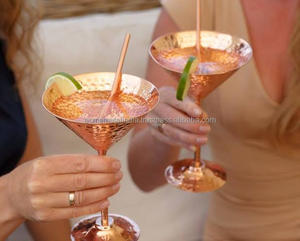 Modern Design Rose Gold Wine <b>Glass</b> Set of 2 Extra Size Copper Plated Pure High Quality Wholesale Drinkware Elegant <b>Glasses</b> - Product Image 2