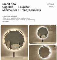 Miroir de salle de bain circulaire intelligent mural avec fonction de détection de mouvement, sans cadre, IP65, pour hôtel