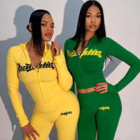 Ensemble deux pièces pour femmes : Sweat à capuche court zippé et pantalon évasé taille haute – Style Y2K, Yoga, Sportswear, Streetwear – Vente en gros usine