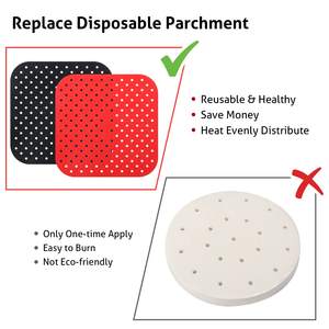 Tapis de cuisson anti adhésifs, 1 pièce, accessoires pour pâtisserie, huile de cuisson, soucoupe à gâteaux grilli, Silicone, friteuse à Air - Product Image 2