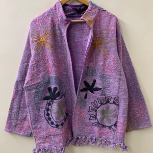 Violet broderie coton TNT Suzani jeter veste manteau hiver Boho veste main broderie veste pour femmes cadeau - Product Image 1