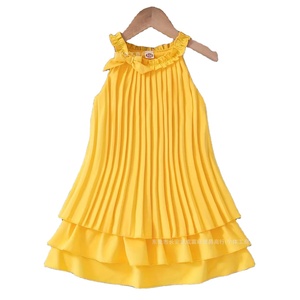 Nouvelle Collection 2025 Robe d'Été à Col Rond pour <span class=keywords><strong>Filles</strong></span>, Style Décontracté avec Dentelle et Couleur Unie - Product Image 1