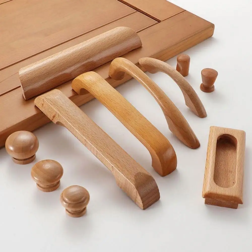 Manijas de madera de haya de diseño de moda directo de fábrica para pasamanos de bolso perilla de engranaje de madera