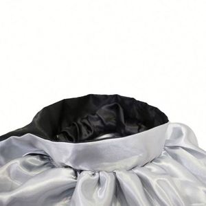 Gorro de Dormir de Seda Satinada con Logotipo Personalizado para Mujer, Gorro Reversible con Banda para Atar el Cabello Rizado - Product Image 3