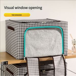 Houndstooth Wardrobe <b>Clothes</b> Organizer Bins Visual Windows Large Capacity Quilts Foldable Storage <b>Box</b> - Product Image 4