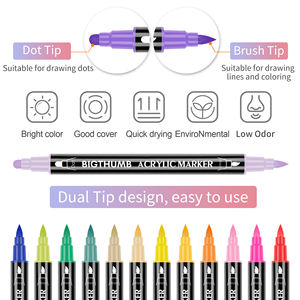 12 Farben Doppelmarker Pinsel-Stifte Feinsteckkunst-Marker Doppelspitze Farbstift Erwachsene Farbige Handbuchstaben Schreibplaner-Set - Product Image 6