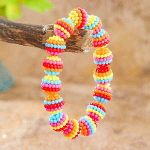 Rainbow Candy Color Acrylic Beaded <b>Bracelet</b> Elastic Cute Style Unisex Gift Fashion Jewelry 2025 - Product Image 4