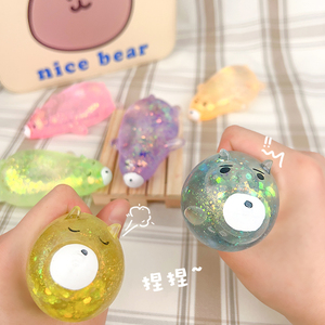 ของเล่นหมีกลิตเตอร์หลากสีสัน ของเล่นแปลกใหม่บรรเทาความเครียด น้ำตาลมอลต์ สำหรับเด็กอายุ 5 ถึง 7 ปี ขายส่ง - Product Image 2