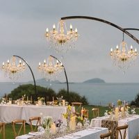Lustre en cristal de verre doré atmosphérique pour hôtel, salle de buffet, décoration de mariage, lampe suspendue à bougie, douille E14, chaque éclairage max. 40W