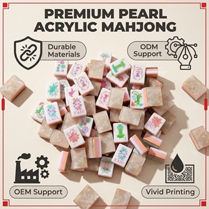 Ensemble <span class=keywords><strong>de</strong></span> Mahjong Américain <span class=keywords><strong>de</strong></span> Luxe Moderne en Cristal, Design Minimaliste, Perles Acryliques, Jeu Universel à Tenir à la Main pour Usage Domestique et Cadeau - Product Image 3