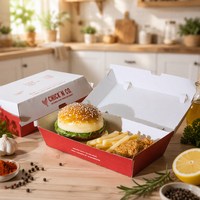 Boîte à hamburger en papier kraft avec doublure intérieure résistante à la graisse pour la vente à emporter, emballage de marque privée