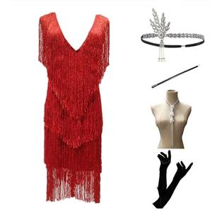 1920er Jahre Vintage Pailletten Party Dinner Cocktail kleid Fransen Kleid Kleid Perlen Damen anzug - Product Image 6