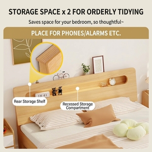 Base de <span class=keywords><strong>Cama</strong></span> Moderna de Madera Maciza de Roble, <span class=keywords><strong>Cama</strong></span> Plegable Multifuncional para Tamaños King/Queen/Full, Diseño Duradero y Confortable - Product Image 4