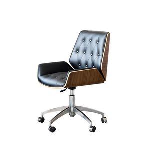Silla de oficina de cuero genuino, giratoria, con altura ajustable, para uso en el hogar y la oficina. - Product Image 5