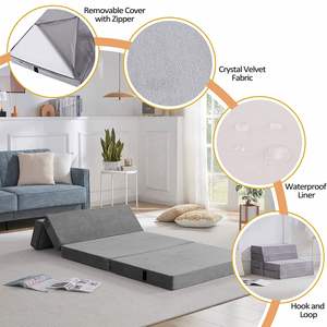Portable Guest <strong>Bed</strong> Folding <strong>Mattress</strong> Folding <strong>Sofa</strong> 4" Breathable High-Density Foam <strong>Mattress</strong> <strong>Topper</strong> - Product Image 5